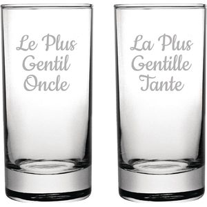 Longdrinkglas gegraveerd - 28,5cl - Le Plus Gentil Oncle & La Plus Gentille Tante