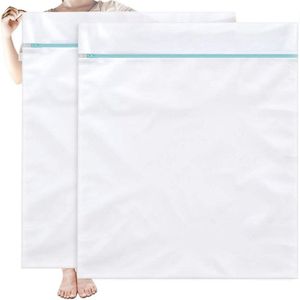 EXCITAT Wasnet - Waszak - Grote fijnmazige waszak met rits - Geschikt voor gordijnen, dekbedden, donsjassen, lakens, jassen - 110x90cm - 2 stuks