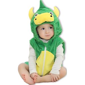 BoefieBoef Zomer Dieren Baby Romper Draak Groen - Schattige en Comfortabele Onesie voor Baby's van 0-12 Maanden - Kraamcadeau Tip - Dierenpak - Verkleedkostuum - Verkleedkleding - Boxpak - Kruippak - Carnaval - Sinterklaas en Kerst Cadeau
