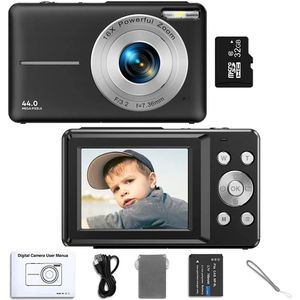 Digitale Camera - Fototoestel - Fotocamera - Compact Camera - Vlog Camera - Voor Kinderen - Beginnersvriendelijk - Zwart - Inclusief 32GB SD-kaart & Cameratas