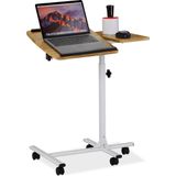 Relaxdays Laptoptafel verstelbaar - laptop bureau op wielen - verrijdbaar - computertafel