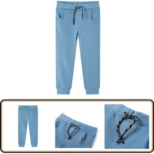 Kinderjoggingbroek - Blauw - Maat 140 - Trekkoord Kinderjoggingbroek - Kinderjoggingbroeken - Kinderkleding - Kinderkled