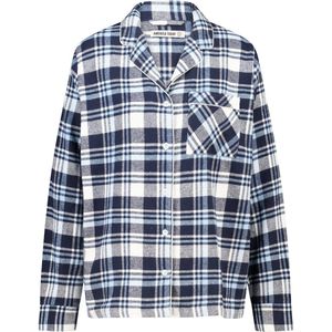 America Today flanellen pyjamatop Morgan donkerblauw/wit