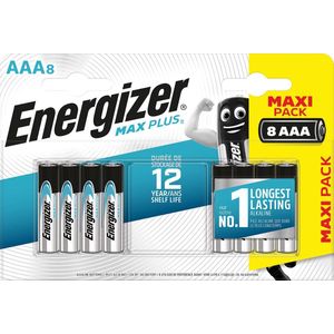 Energizer Max Plus AAA Batterij, 1,5 V (pak 8 stuks)