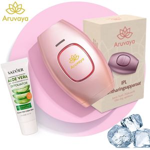 Aruvaya Luxe IPL Laser Ontharingsapparaat - Ontharingsapparaat - 999.999 Flitsen - 5 Standen - IPL Ontharing Apparaat - Pijnloos - Voor Permanente Ontharing - Epileerapparaat - Dames & Heren - Inclusief Beschermbril, Scheermes en Aloë Vera