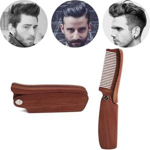 *** Klapkam Opvouwbare Kam - Houten Baard kam Haarkam - Barbier Accessoire Onderweg - van Heble® ***