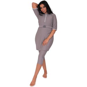 Burkini Ivy Taupe Grey van Mykiny Brand, boerkini,L/maat 40 badpak/zwempak bestaand uit zwemtuniek en zwem legging. zwempak. . Maillot de bain. Maat L/40