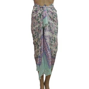 Katoenen Hand Blok Print Sarong - Lange Omslagdoek voor Dames - Perfect voor Badkleding