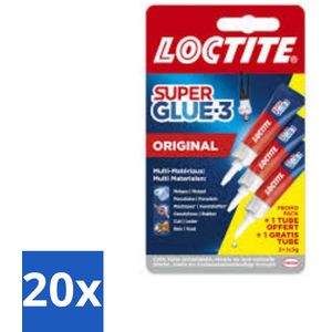 Loctite - Secondelijm - Super Glue Universal - 3 Lijmtubes - Bulkverpakking - 20 stuks