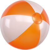 1x Opblaasbare strandbal oranje/wit 28 cm speelgoed - Buitenspeelgoed strandballen - Opblaasballen - Waterspeelgoed