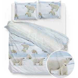 Zohome Ber Dekbedovertrek- Flanel - Tweepersoons - 200x200/220 cm - blue
