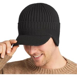 Wintermuts voor dames en heren, gebreide muts, winter, warme muts met oorkleppen, uniseks beanie voor mannen en vrouwen, gebreid vizier, muts, herfst, winter, outdoor