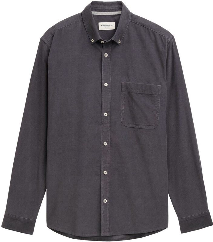 TOM TAILOR - Overhemd - Antraciet - Corduroy - Lange Mouw