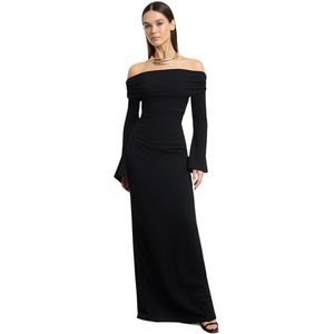 Trendyol Witte Carmen Kraag Gebreide Lange Elegante Avondjurk Tprss24Ae00204