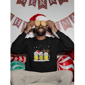 Wurban Wear - Kerst met Bier - Sweater - Zwart - Unisex Oversized