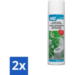 HG - Tegen Nare Toiletluchtjes - Neutraliseert Alle Luchtjes - Natuurlijk Zuiveringsproces - 400 ml - Voordeelverpakking - 2 stuks