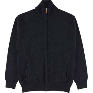 Osborne Knitwear Cardigan met rits - Lamswol - Indigo Melange - M