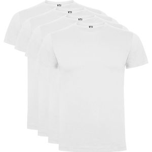 4 Pack Dogo Premium Unisex T-Shirt merk Roly 100% katoen Ronde hals, wit, Maat M