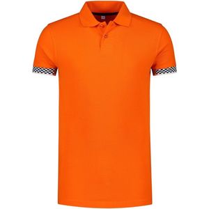 Lemon & Soda unisex polo met korte mouwen. In de kleur oranje met een contrast mouw in de maat 4XL.