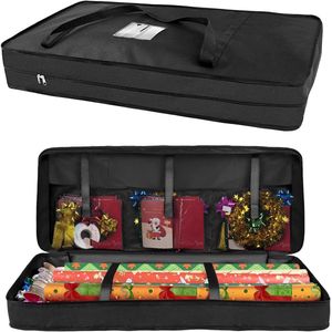 Opbergtas voor cadeaupapier - Opbergtassen - opbergtas - 600D Oxford-weefsel cadeaupapier - organizer met 3 vakken - voor cadeaulinten, strikken, decoraties, accessoires(82 x 13 x 34 cm)