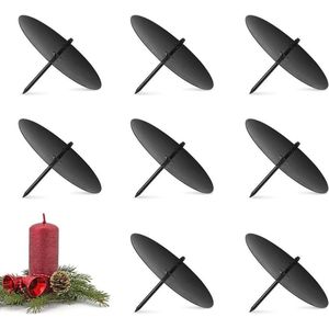 Adventskrans van metaal 6 cm - Set van 8 kandelaars zwart voor Kerstmis.