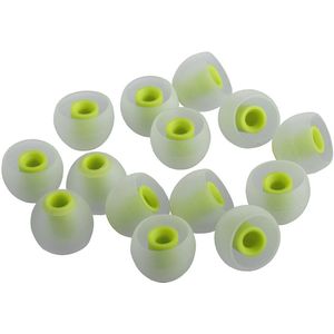 Siliconen vervangende oordopjes voor in-ear hoofdtelefoons - 7 paar (14 stuks) klein formaat - Transparant/Groen