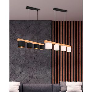 LED Hanglamp - Hangverlichting - Torna Camo - E14 Fitting - 4-lichts - Rechthoek - Mat Wit - Hout