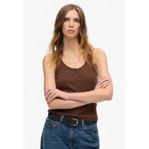 Superdry - Essential Button Down - Mouwloos T-shirt - Bruin