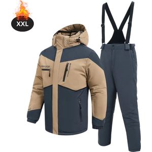 Nivard Skipak - SkiBroek - Skijas - Ski Suit - Wintersport - Heren - 2-Delig - Beige- Maat XXL