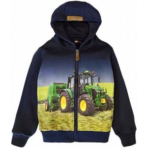 Kinder vest John Deere tractor trekker sweatvest kleur blauw Hoodie maat 122/128 Heel mooi!