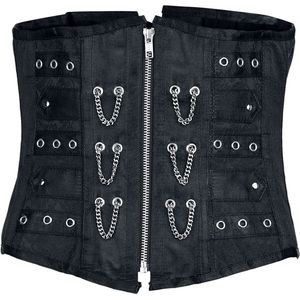 Gothicana zwarte korset met kettingen en oogjes - Dames - XXL