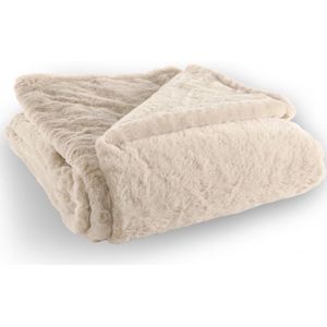 Tiseco - RUBY - Deken Plaid - Beige - Zacht Imitatie Konijnenbont - 150x200 cm