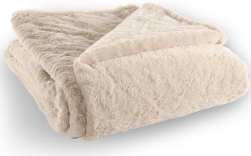 Tiseco - RUBY - Deken Plaid - Beige - Zacht Imitatie Konijnenbont - 150x200 cm