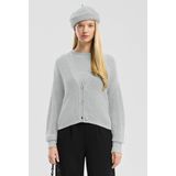 QS - Gebreid Vest - Lichtgrijs - V-hals - Lange Mouw