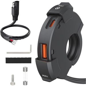 USB Oplader voor Motorfietsen QC3.0 USB-A+USB-C Waterdicht 48 W - Universeel 12 V Stopcontact voor Auto's en Boten