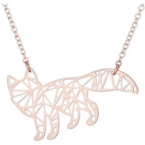 24/7 Jewelry Collection Origami Vos Ketting - Rosé Goudkleurig