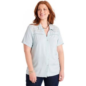 Opengewerkte blouse van kant met knoopsluiting