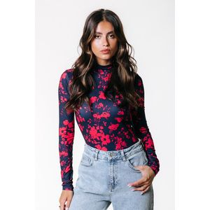 Colourful Rebel - Neyo Scattered Flower - Turtleneck Top - Fitted Stretch