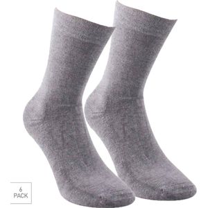 Bamboe Sokken Met Badstof Voetbed 6-Pack - Medium-Grijs - Maat 35-38 - Dempende Bamboe Sokken Voor Frisse Droge Voeten - Dames / Heren