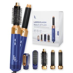 Largolash 5-in-1 Fohnborstel - Airstyler - Multistyler - Krultang - Krultang 5 in 1 - Fohn - Krulborstel - Stijltang - Nieuwste versie 3.1 Sept 2025 (Navy)