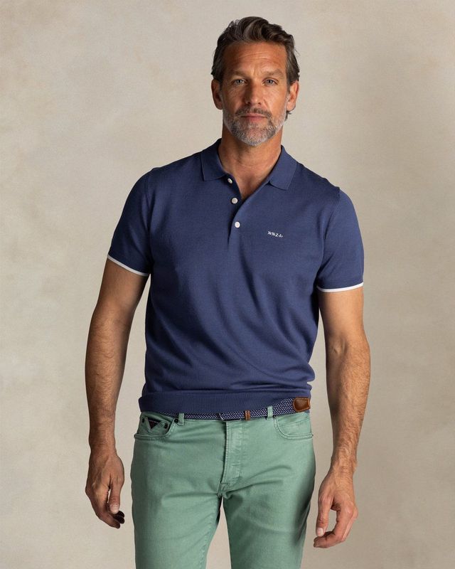 NZA - Blauw gebreide polo