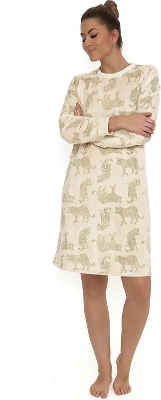 Cocodream - Velours Nachthemd - All-over Tijger Print - Dames - Warm Winter Nachtjapon