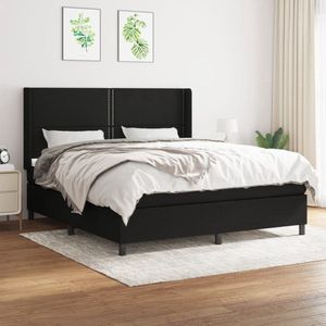 The Living Store Boxspring Bed - Comfort - Bedframe 180x200 - Pocketvering Matras - Middelharde Ondersteuning - Huidvriendelijk Topmatras - Zwart/Wit