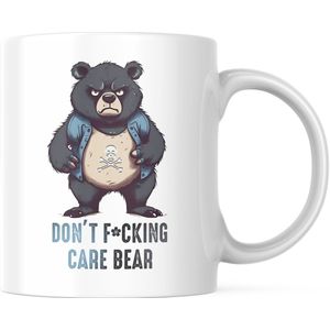 Grappige Mok met tekst: Don't F*cking Care bear | Grappige Quote | Funny Quote | Grappige Cadeaus | Grappige mok | Koffiemok | Koffiebeker | Theemok | Theebeker
