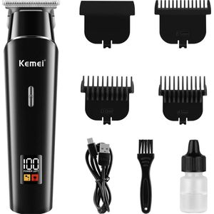 KEMEI - Draadloze Tondeuse - Geschikt voor Kappers - USB Oplaadbare Draadloze tondeuse - Inclusief FuturiQ oplaadkabel - KM-1113 - Zwart