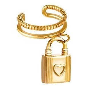 Stainless steel ear cuff lock- Goud- Yehwang | Cadeau voor haar | Tieners | Moederdag