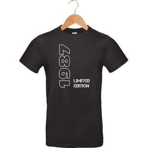 Limited Edition 1987 - T-shirt - 100% katoen - leeftijd - geboortejaar - verjaardag en feest - cadeau - kado - unisex - zwart - maat XL