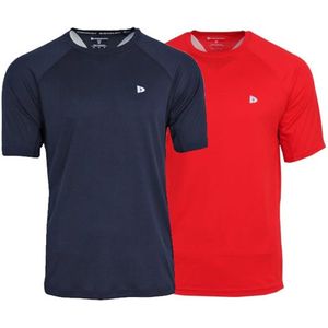 Donnay - Sportshirt - Navy/Poppy-red - T-Shirt - Heren - 2-Pack