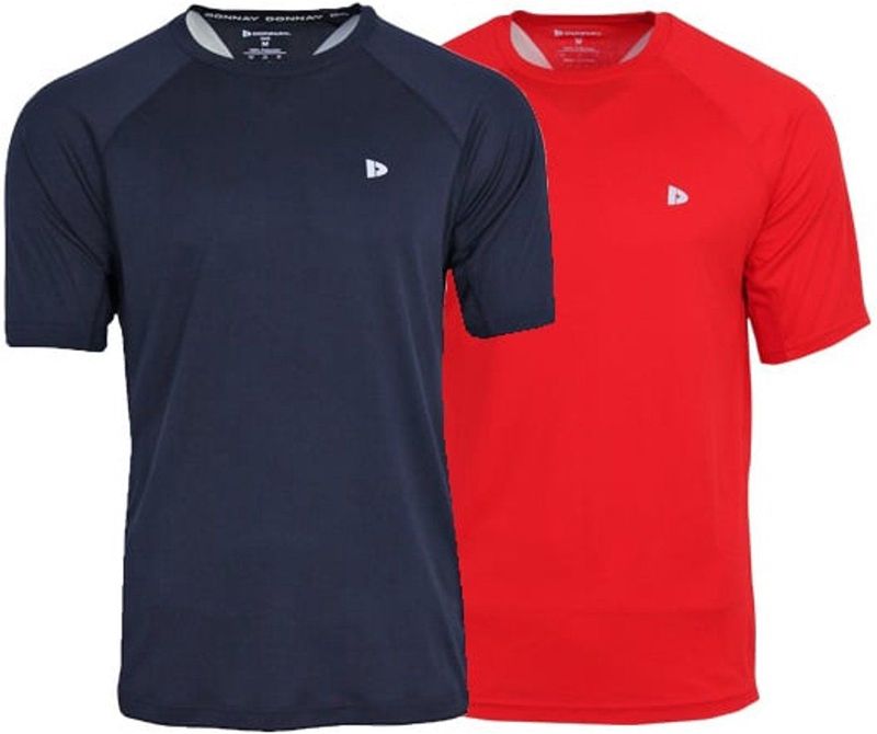 Donnay - Sportshirt - Navy/Poppy-red - T-Shirt - Heren - 2-Pack