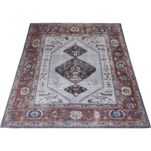 Vloerkleed Karaca Antraciet/Brown 09 - 160 x 230 cm